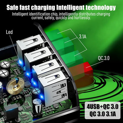 ⚡ 4-Port USB QC3.0 Multi Fast Charger