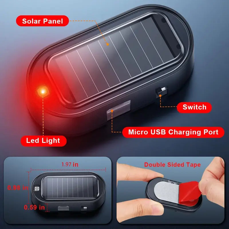 🚨Solar-Powered Simulated Car Alarm Light （2PCS）– Light-Sensing LED Security Warning Flasher