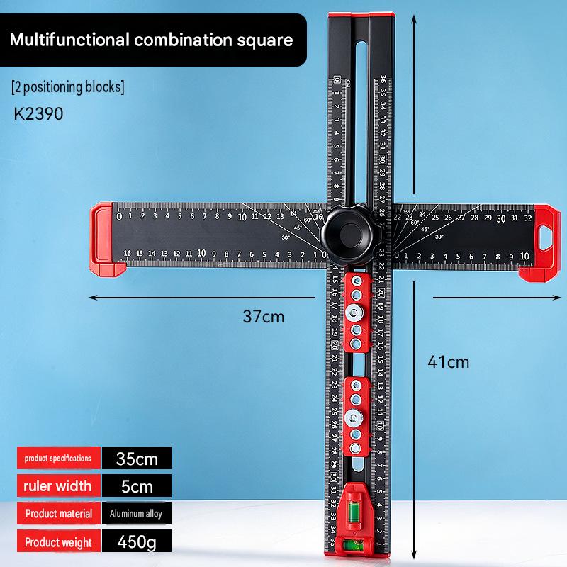 📏4‑in‑1 Drilling Positioning Ruler | All‑In‑One Woodworking Layout Tool
