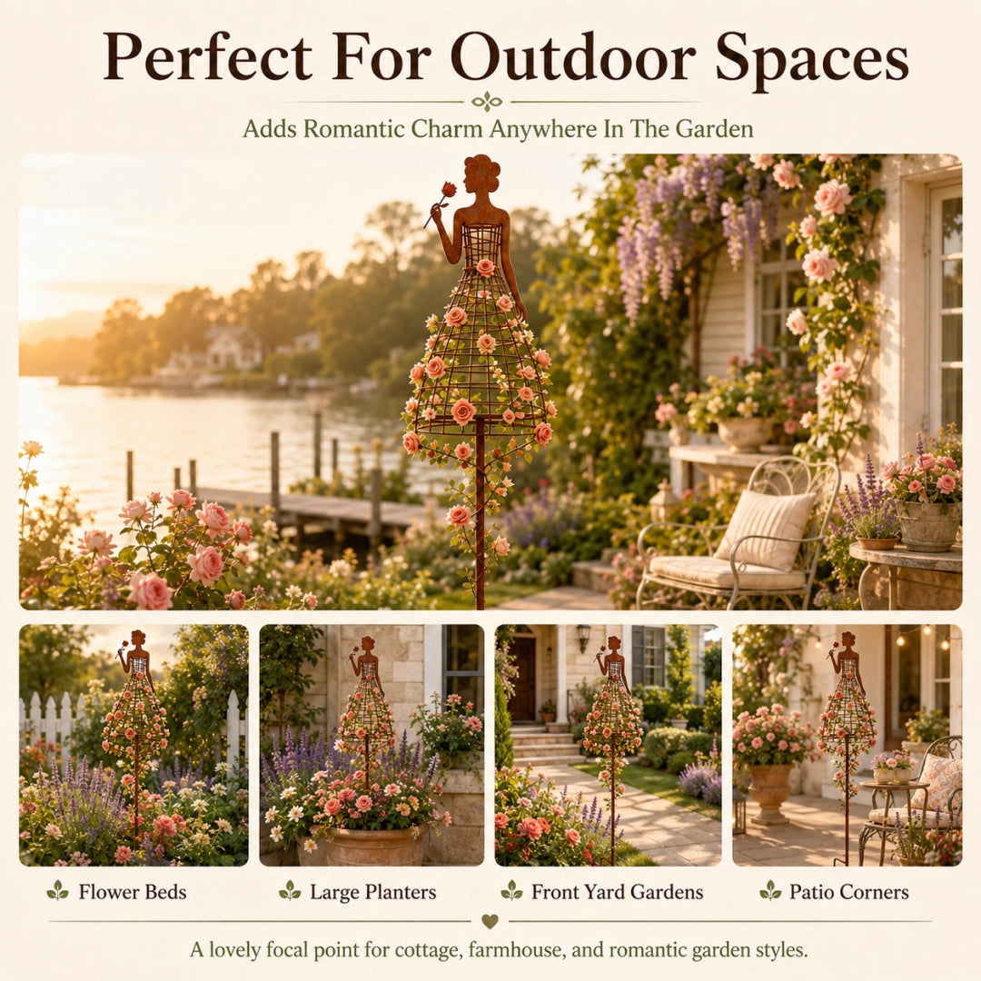 🌹💃Rust-Style Female Dress Plant Climbing Trellis -  Like a Garden Princess in Full Bloom