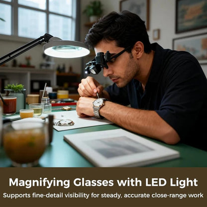 🔬LAST DAY SALE 52%OFF✨ Precision LED Magnifier Glasses – Interchangeable Lenses, Dual LED, Hands-Free 💡