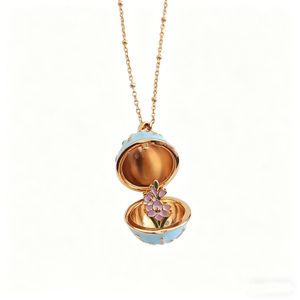 🥚💐Egg Locket Necklace with Hidden Flower