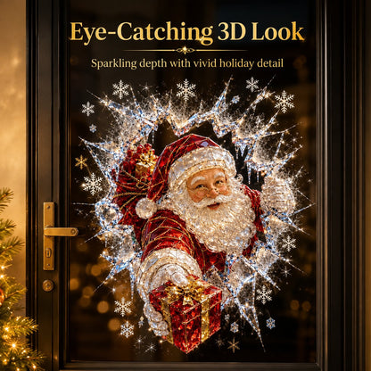 ✨🎄Crystal Christmas Break-In Window Decal — 3D Shattered-Glass Holiday Window Decoration