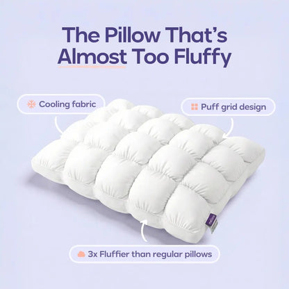 Mellow Puff Pillow ☁️ | Quilted Cloud-Loft Design for Side, Back & Stomach Sleepers 🌙✨