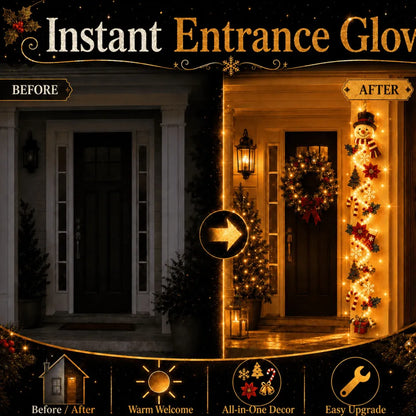 🎄Light-Up Glowing Christmas Door Hanger | 6 Festive Lighted Designs with Warm Glow, Dimensional Details & Space-Saving Vertical Décor ✨