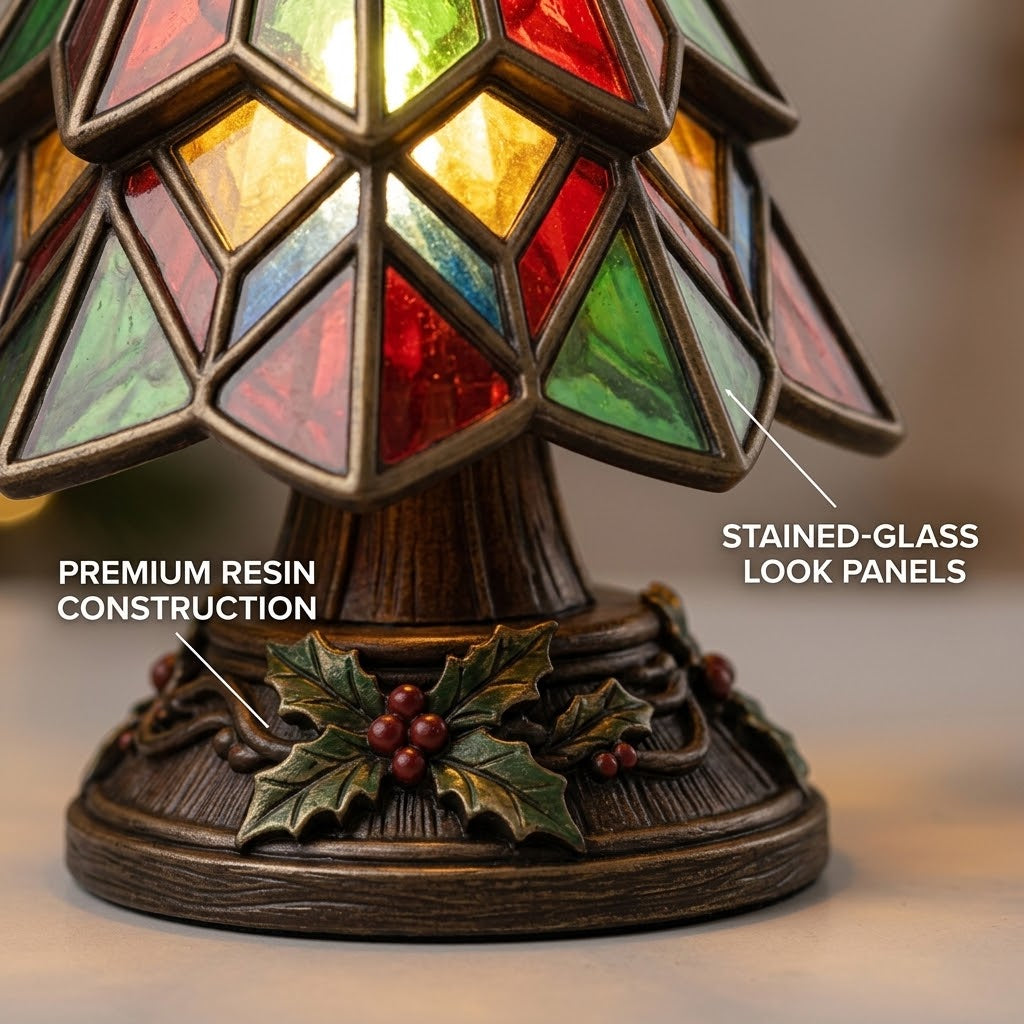 🎄Stained‑Glass Style Christmas Tree Table Lamp
