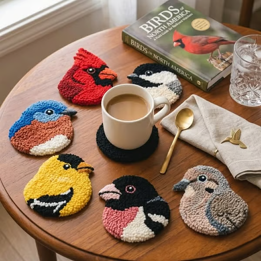 🐦DIY Bird Coasters Punch Needle Kit☕