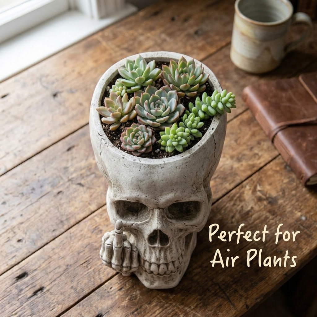 💀Middle Finger Skull Planter