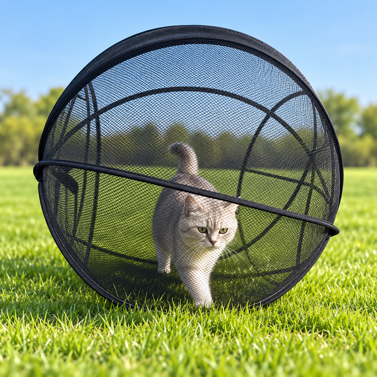 🐱🌿360° Panoramic Pop-Up Rolling Cat Playpen Ball