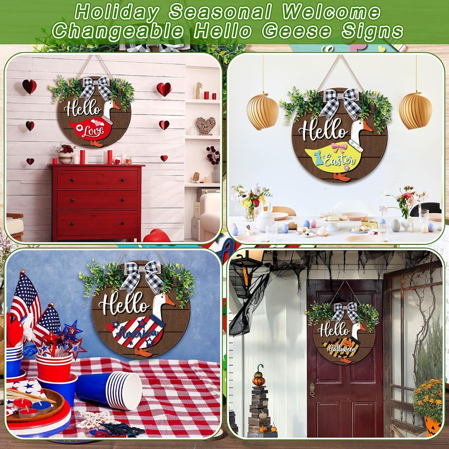 🦢 Interchangeable Seasonal Goose Welcome Sign-Refresh your front‑door decor all year long