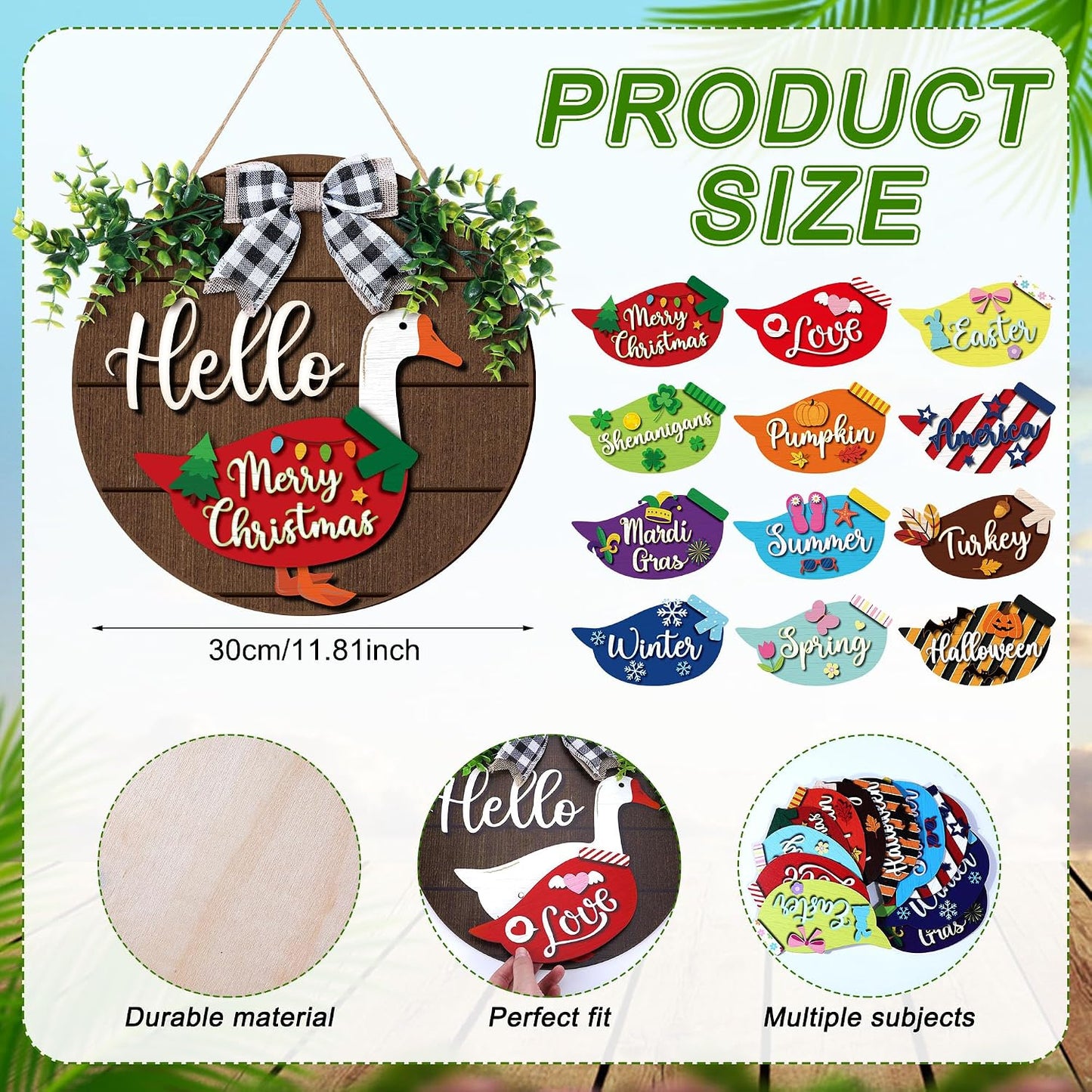 🦢 Interchangeable Seasonal Goose Welcome Sign-Refresh your front‑door decor all year long