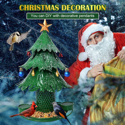 🎄 Christmas Tree Bird Feeder – Rainproof & Squirrel-Proof Hanging Feeder with DIY Ornament Holes, Perfect Holiday Gift for Bird Lovers