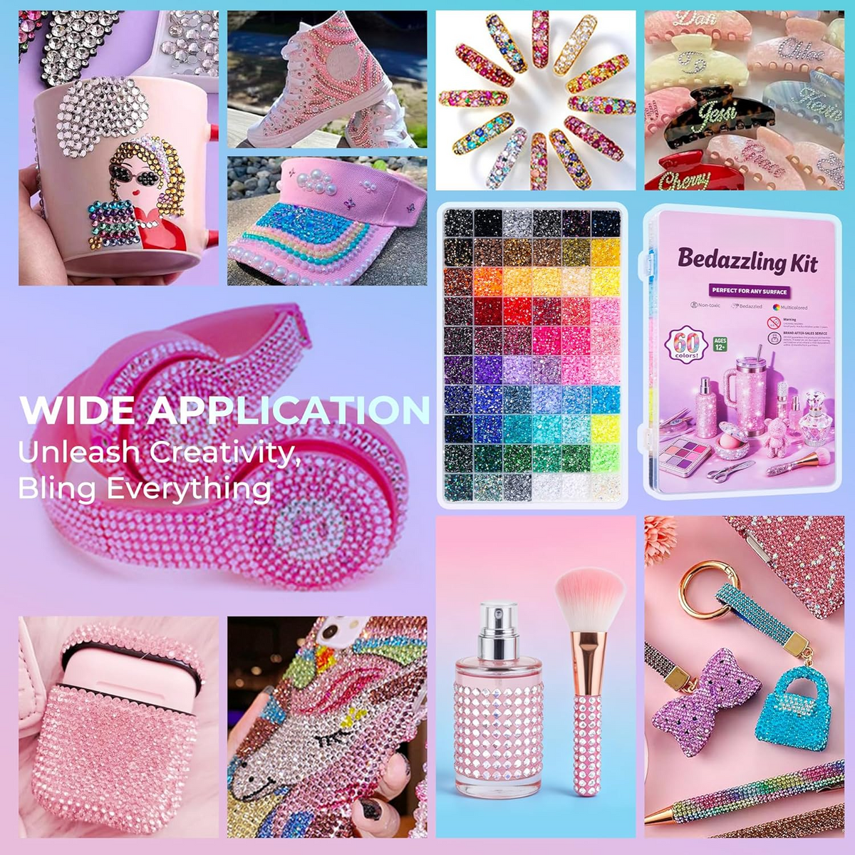 ✨DIY Bedazzling Rhinestone Kit-Suitable for decorating crafts, water bottles, shoes, and phone cases.