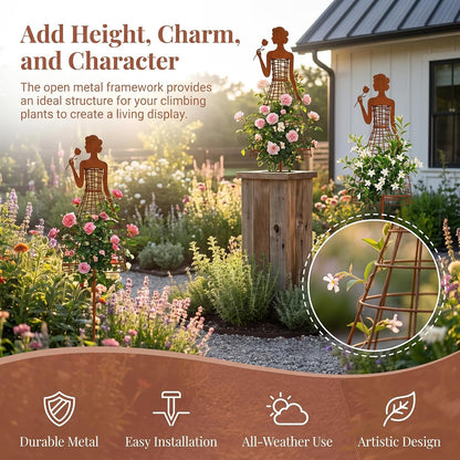 🌹💃Rust-Style Female Dress Plant Climbing Trellis -  Like a Garden Princess in Full Bloom