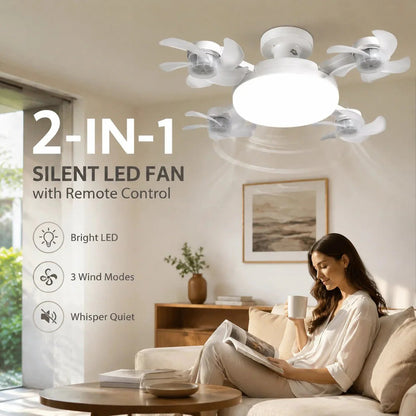 🌀E27 Socket Ceiling Fan Light – 2-in-1 LED Light & Quiet Fan with Remote Control