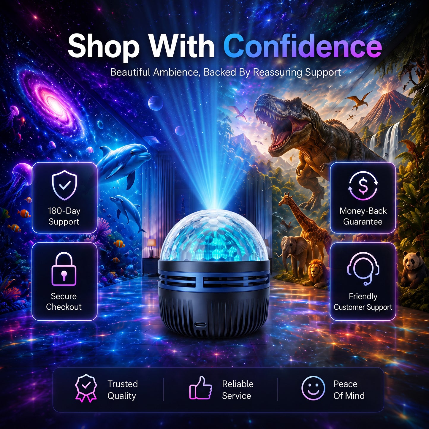 🦖🎁360° Smart Holographic Starry Sky Projector (HD Smart Dynamic 5D)