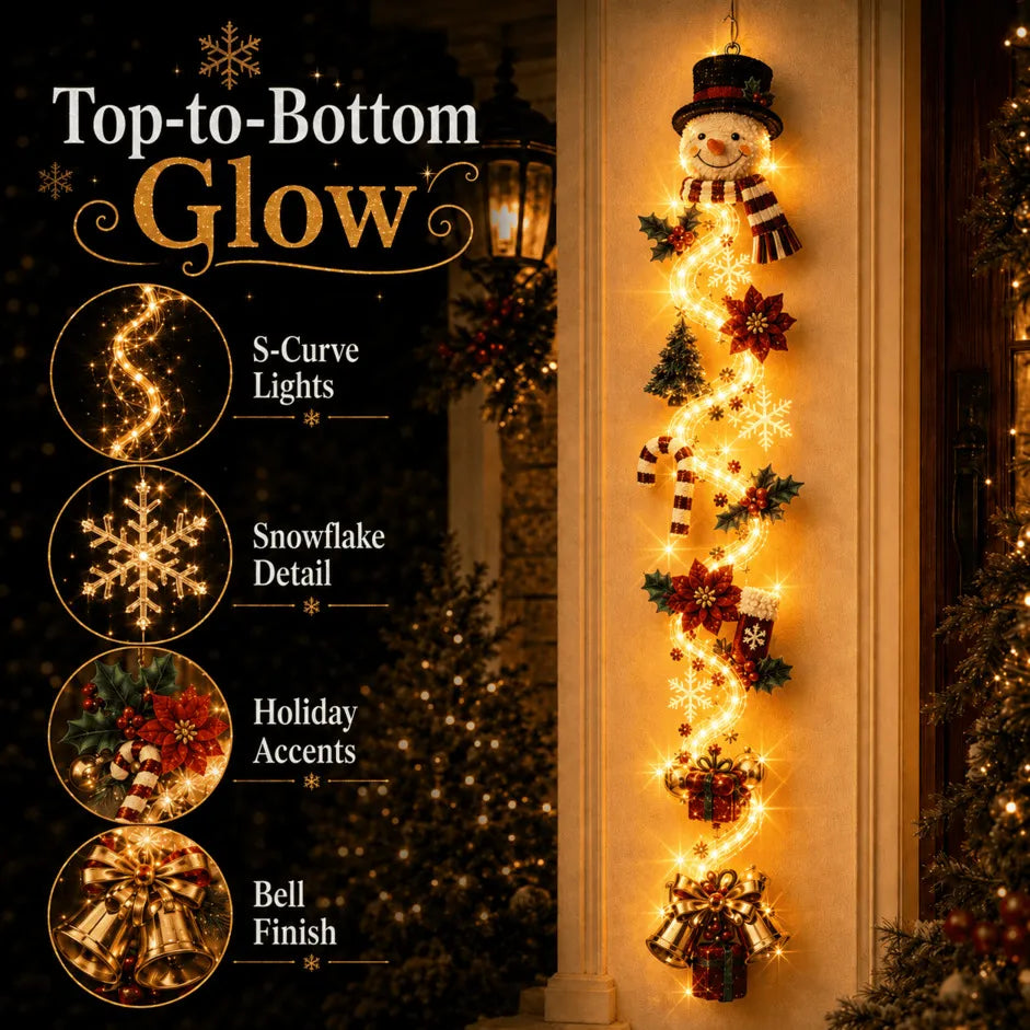 🎄Light-Up Glowing Christmas Door Hanger | 6 Festive Lighted Designs with Warm Glow, Dimensional Details & Space-Saving Vertical Décor ✨
