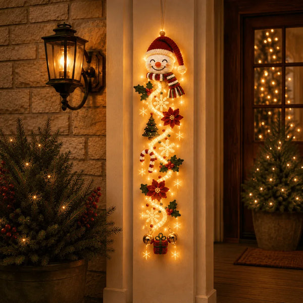 🎄Light-Up Glowing Christmas Door Hanger | 6 Festive Lighted Designs with Warm Glow, Dimensional Details & Space-Saving Vertical Décor ✨