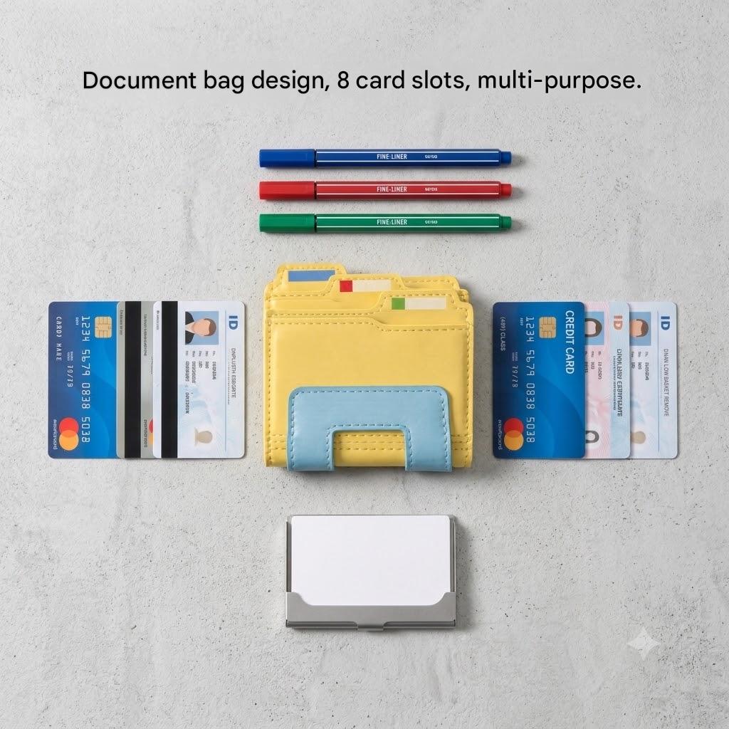 🗂️Cute File Folder Shaped Card Wallet | Vegan Leather Multi-Slot Mini Card Holder