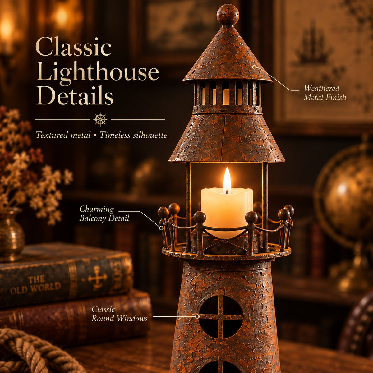 🕯️ Vintage Lighthouse Candle Lantern -Bring the Warm Glow of an Old Lighthouse Home🎁