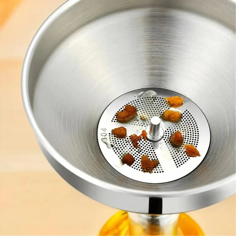 🥘Stainless Steel Kitchen Funnel With Detachable Filter Strainer