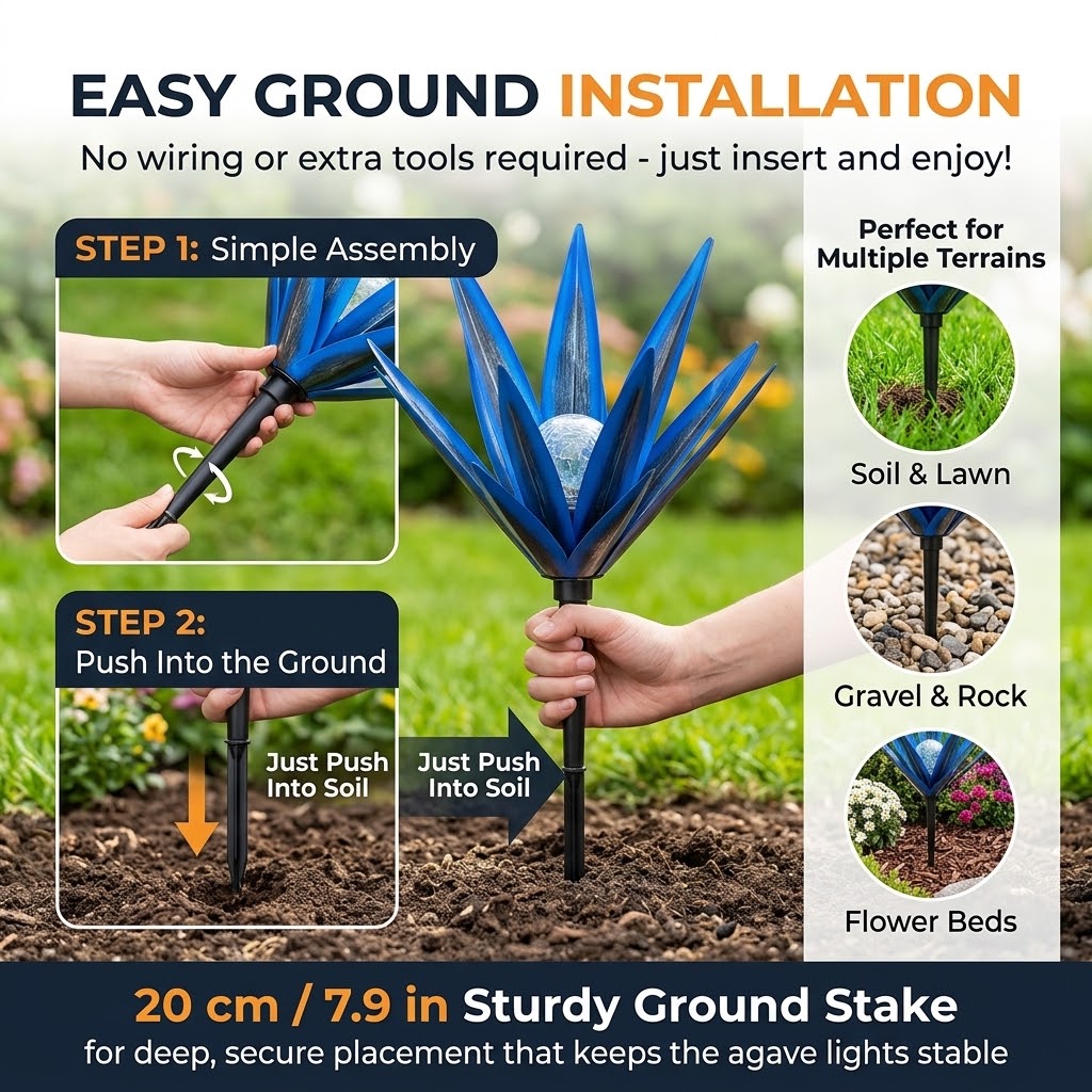 🌞Solar Agave Garden Stake Light