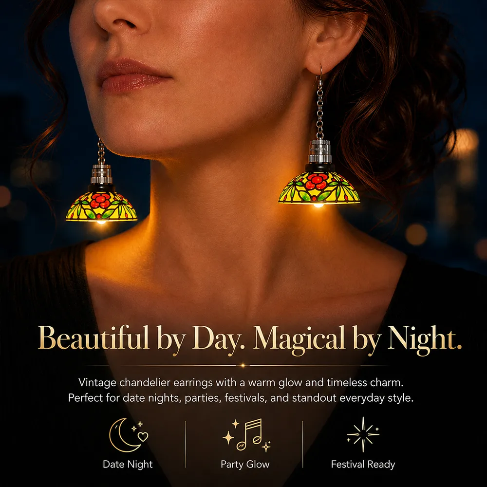 💡Handmade Vintage Light-Up Chandelier Earrings