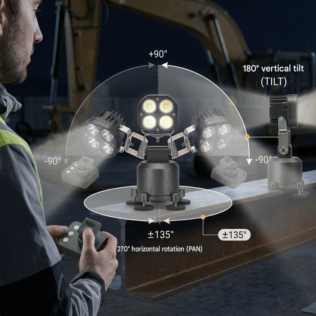 Heavy-Duty Magnetic Remote LED Work Light | Off-Road, Camping & Construction Portable Flood Light
