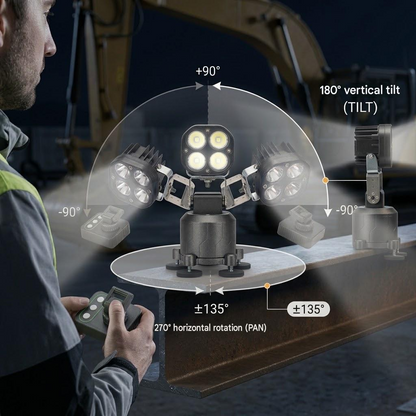 Heavy-Duty Magnetic Remote LED Work Light | Off-Road, Camping & Construction Portable Flood Light