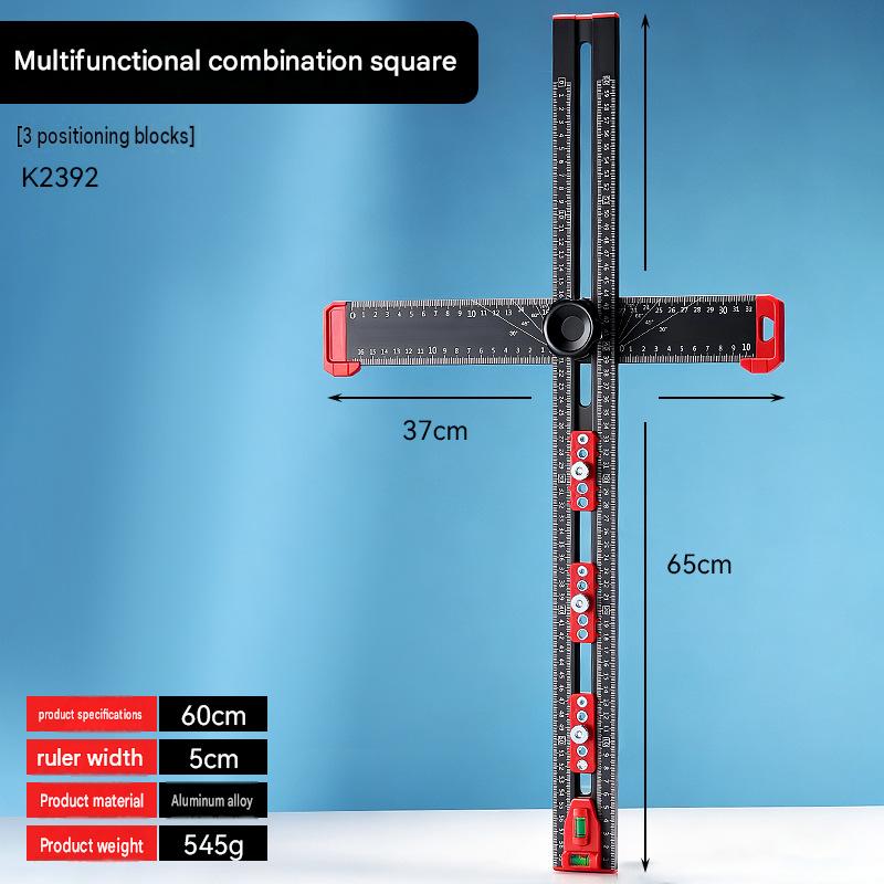 📏4‑in‑1 Drilling Positioning Ruler | All‑In‑One Woodworking Layout Tool