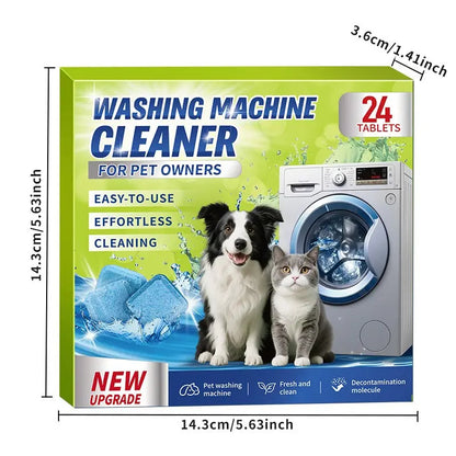 🐾 Pet Washing Machine Cleaner – 24 Tablets, Odor & Hair Remover