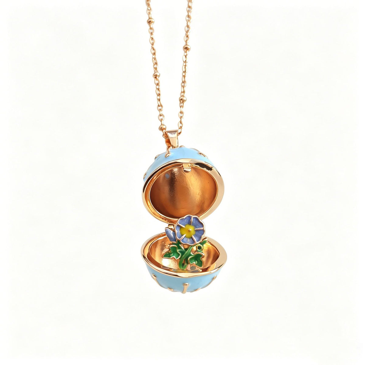 🥚💐Egg Locket Necklace with Hidden Flower