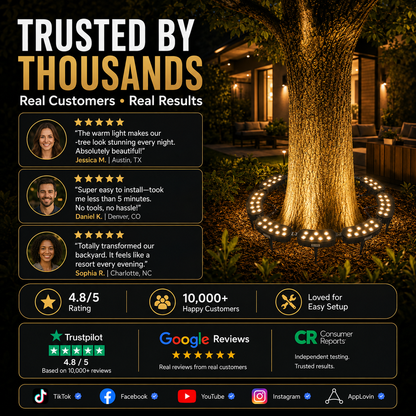 🌳Ring-Shaped Solar Tree Lights - Weatherproof Outdoor Spotlights Ideal for Trees,Pillars, and Gardens