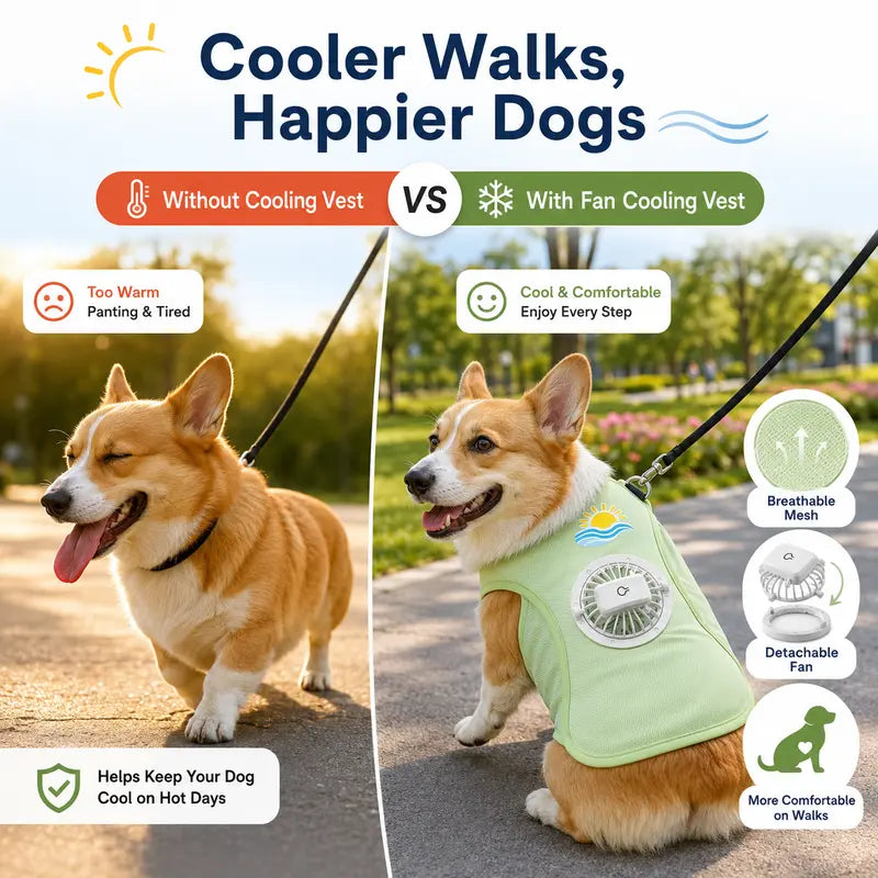 🐶 Summer Dog Cooling Vest with Detachable 3-Speed Fan | Breathable Mesh Pet Cool Shirt