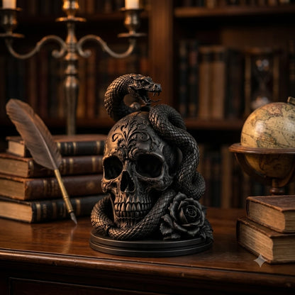 ☠️🌹Gothic Skull, Snake, and Rose Ornament