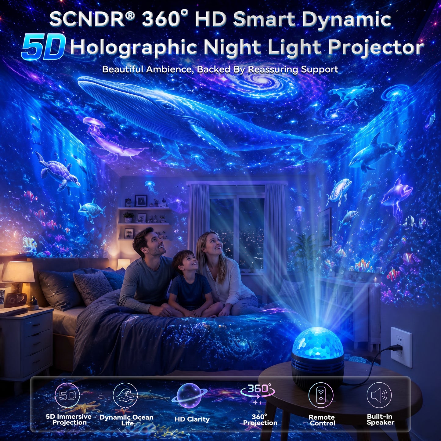 🦖🎁360° Smart Holographic Starry Sky Projector (HD Smart Dynamic 5D)