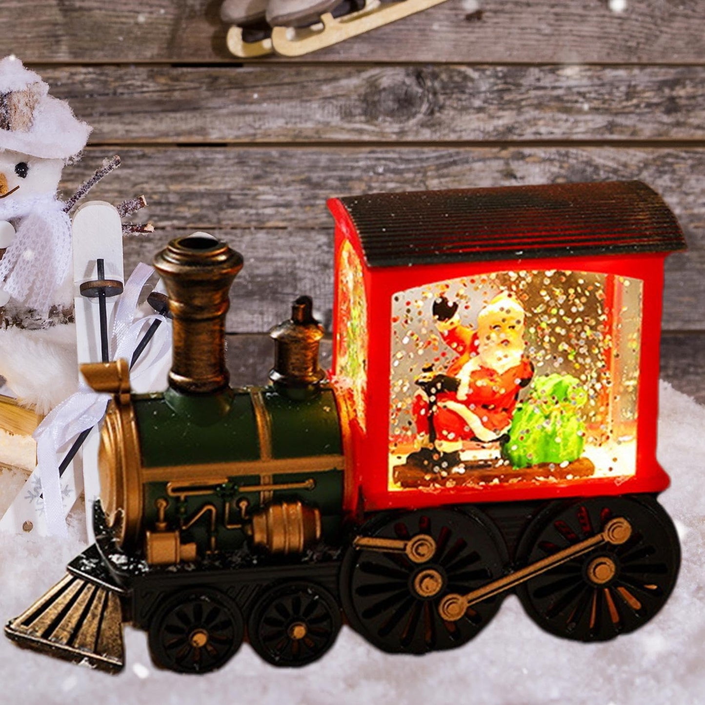 🎄Christmas train ornament with snowflake lights❄️