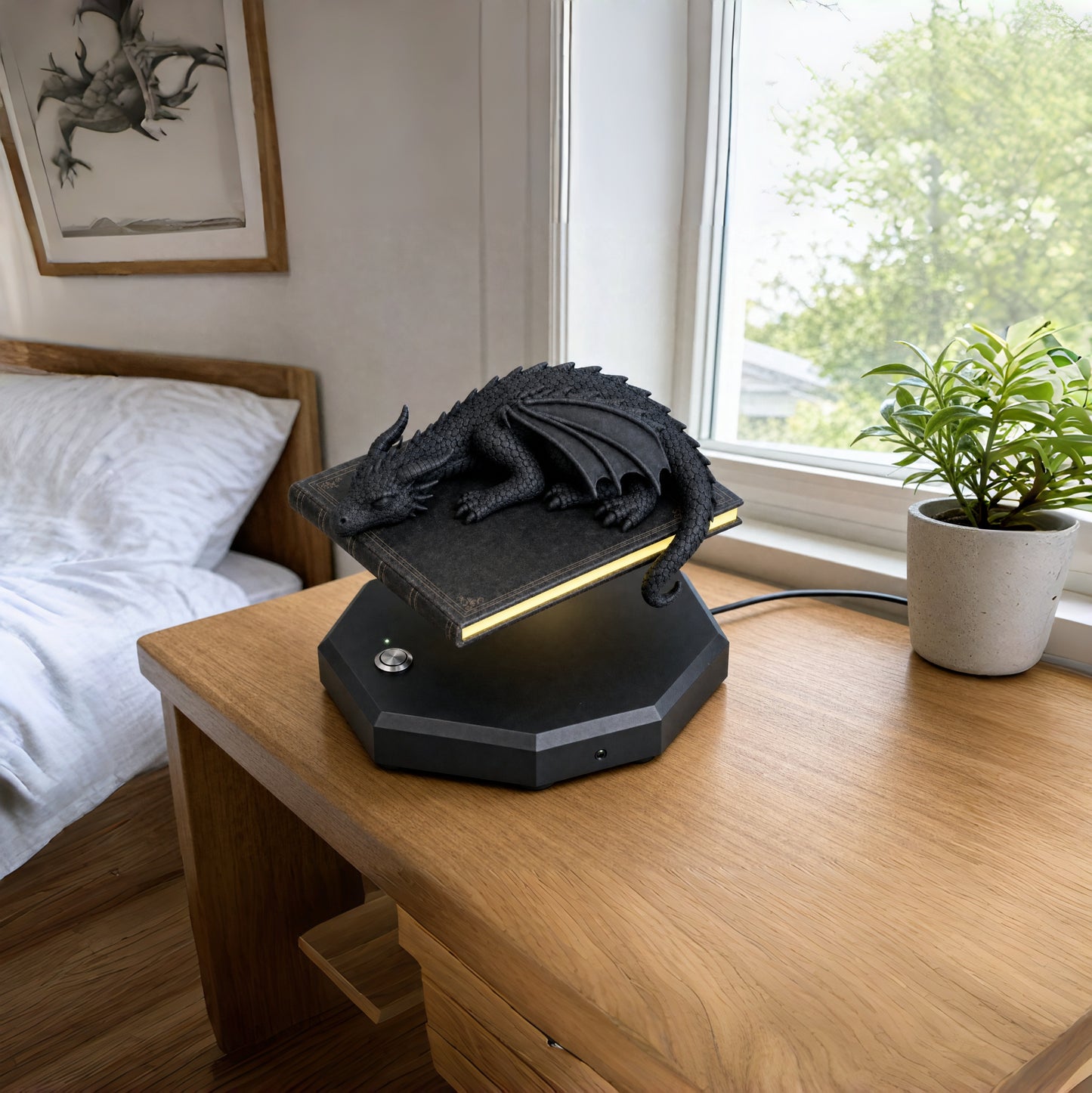 🐉 Levitating Sleeping Dragon Book Night Light