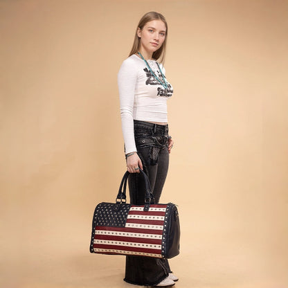 🎒 American Flag Studded Duffle Weekender Bag