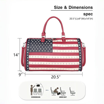 🎒 American Flag Studded Duffle Weekender Bag