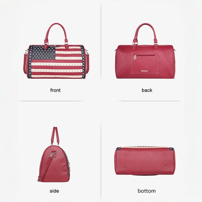 🎒 American Flag Studded Duffle Weekender Bag