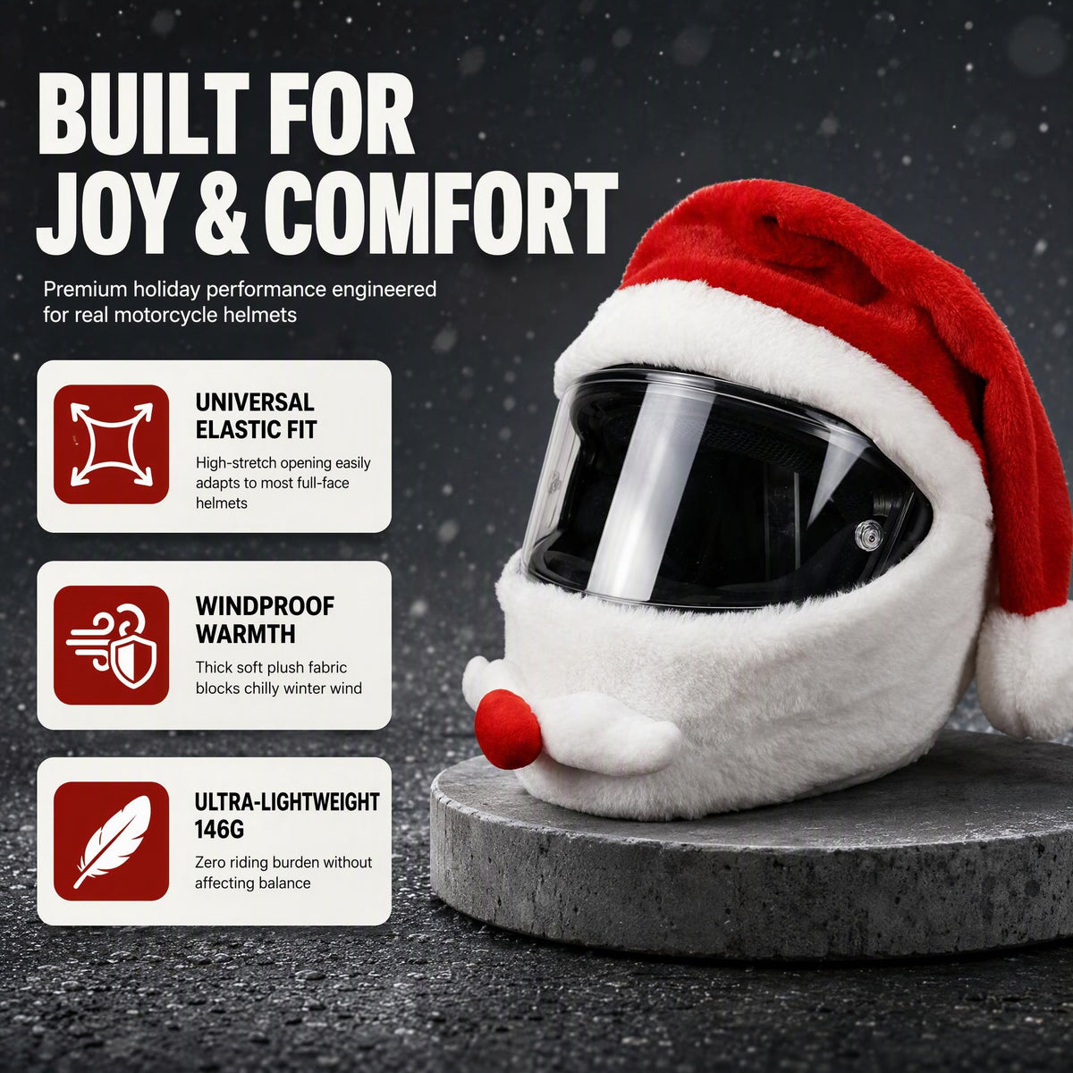 🎅 Santa Motorcycle Helmet Plush Cover