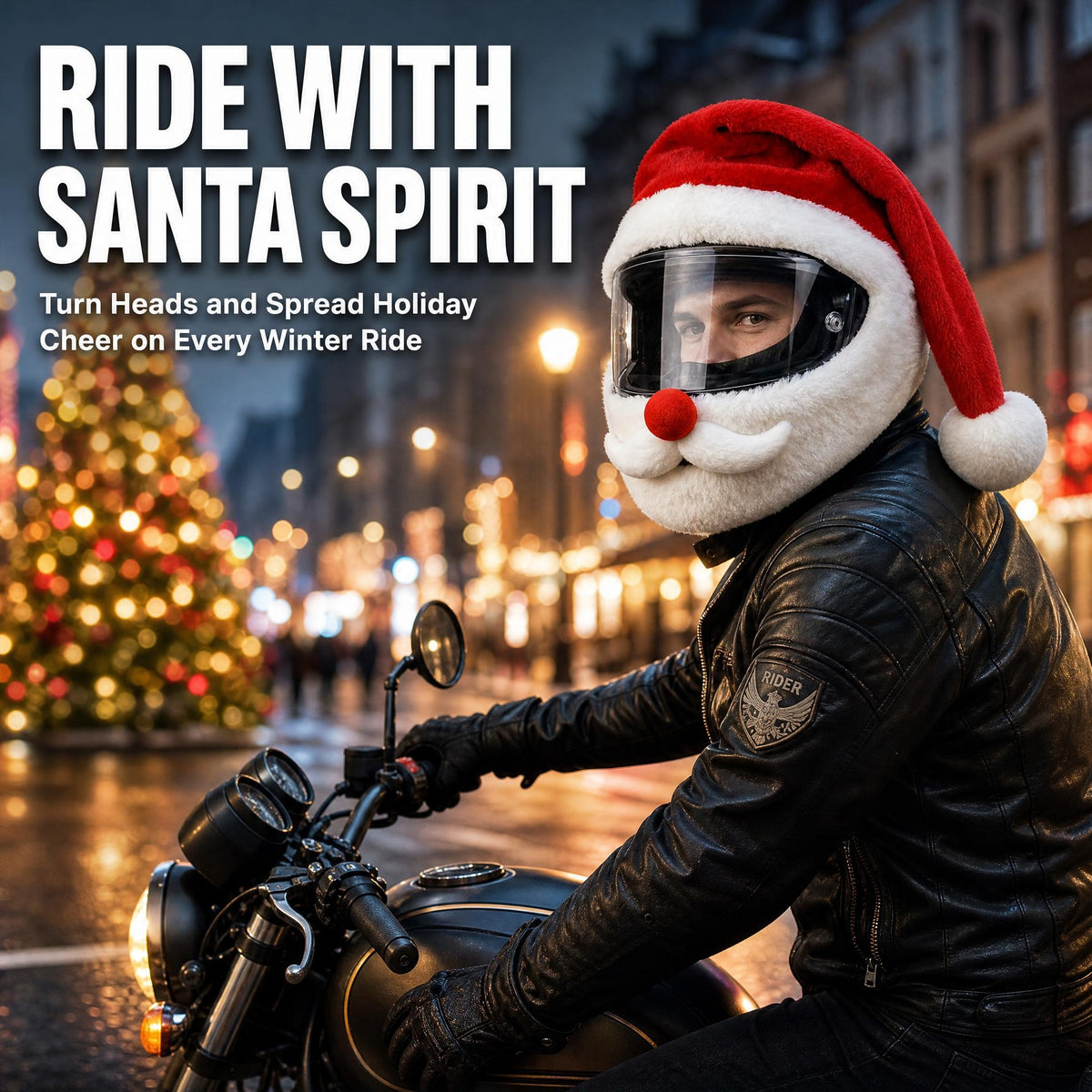 🎅 Santa Motorcycle Helmet Plush Cover