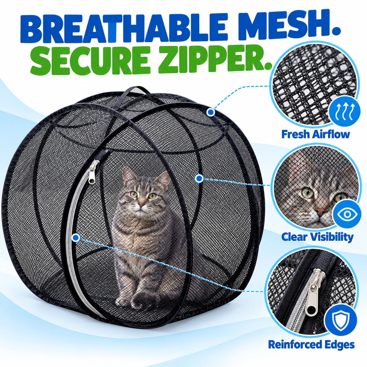 🐱🌿360° Panoramic Pop-Up Rolling Cat Playpen Ball