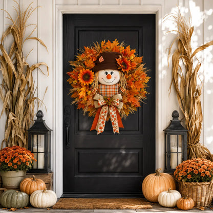 🍂 Fall Scarecrow Front Door Wreath