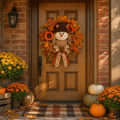 🍂 Fall Scarecrow Front Door Wreath