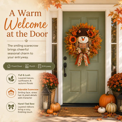🍂 Fall Scarecrow Front Door Wreath