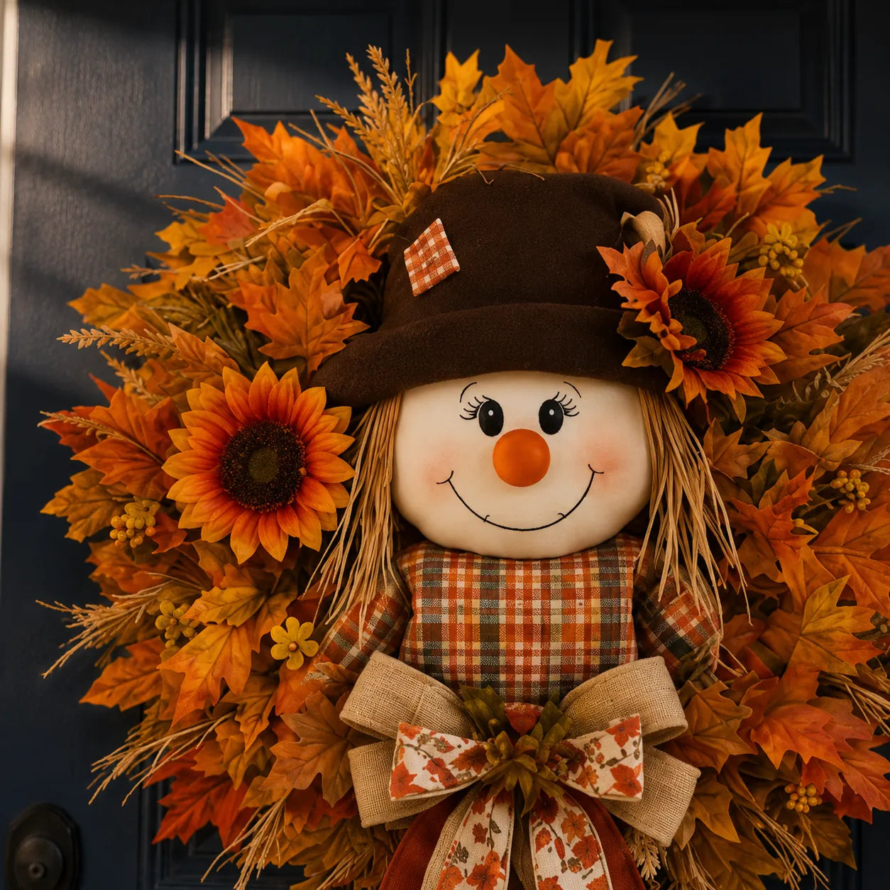 🍂 Fall Scarecrow Front Door Wreath