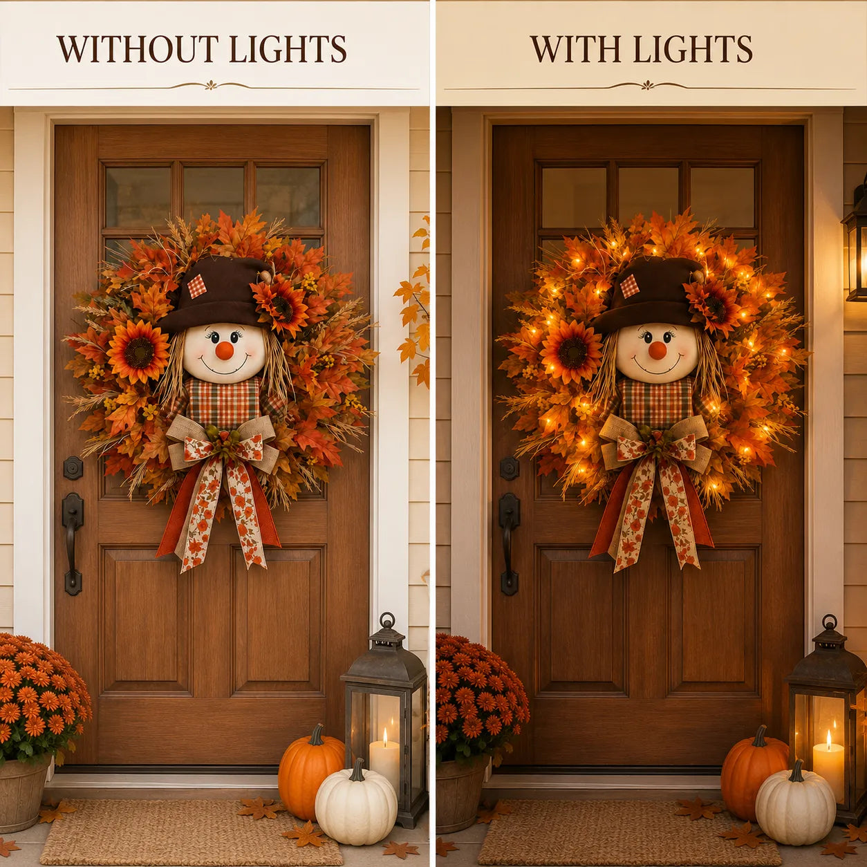 🍂 Fall Scarecrow Front Door Wreath