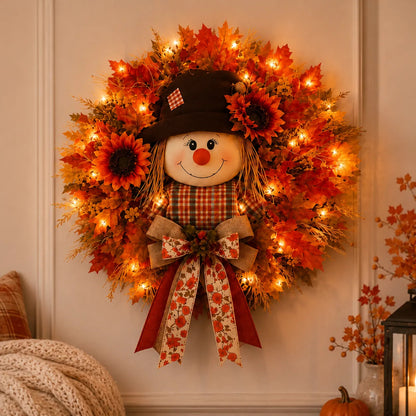🍂 Fall Scarecrow Front Door Wreath
